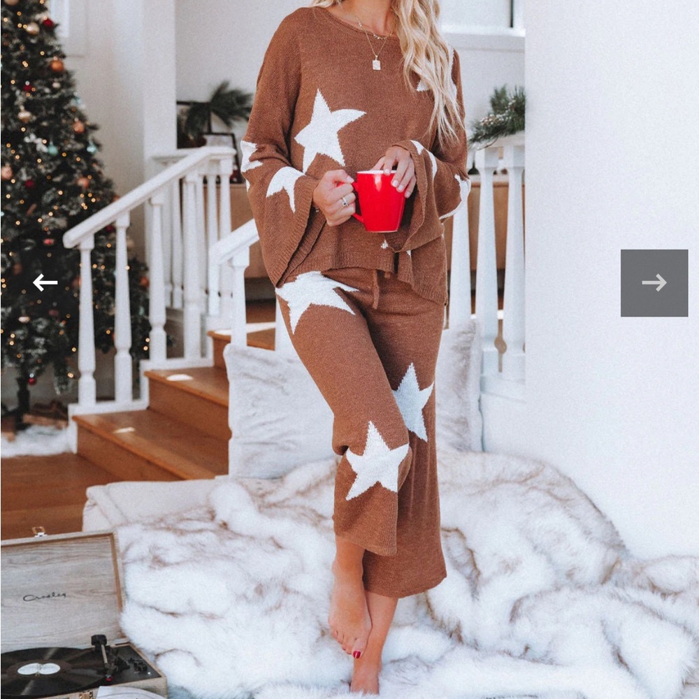 Brown Star Pattern Knit Set - Picture 4 of 6